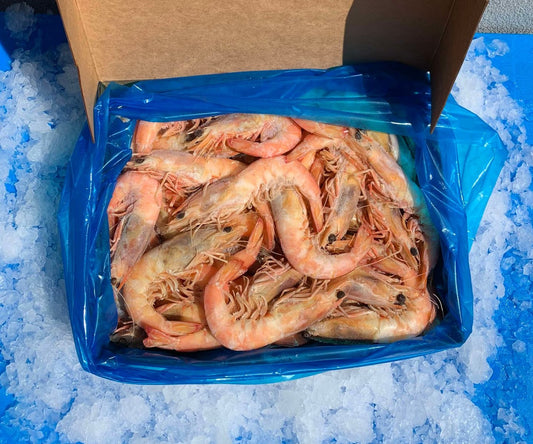 WHOLE COOKED SA KING PRAWNS - 5KG BOX PURCHASES. (10-20% DISCOUNT PER KG FOR BOXED PURCHASES. DISCOUNT VARIES DEPENDING ON PRAWN SIZE  AND ARE ALREADY APPLIED TO THE PRICES BELOW)
